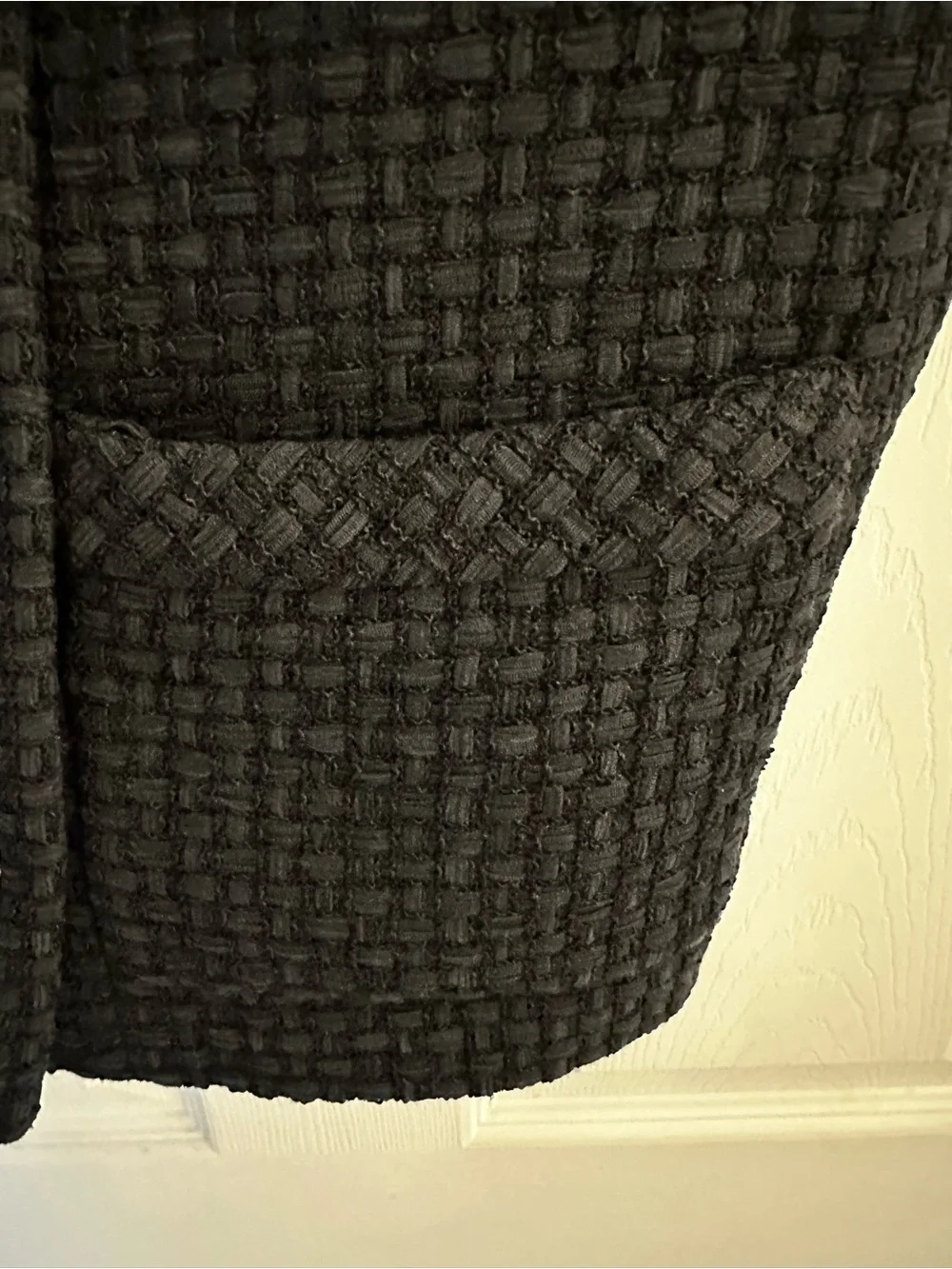 CHANEL Black Textured Short-Sleeve Double-Breasted Jacket